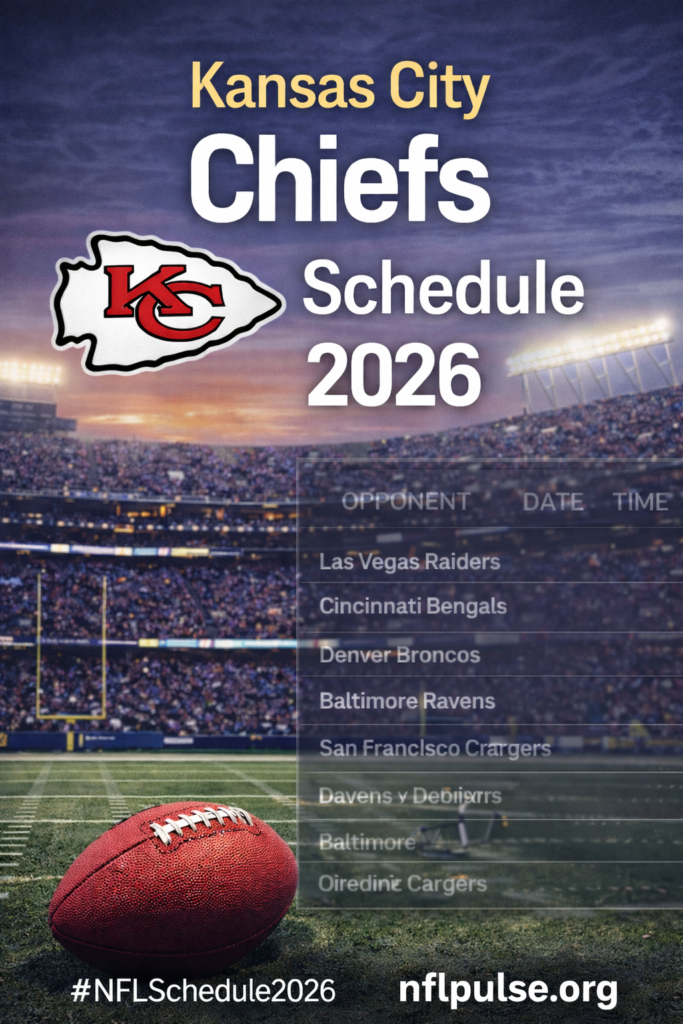 Kansas City Chiefs Schedule 2026 featured image showing NFL football stadium and season schedule concept